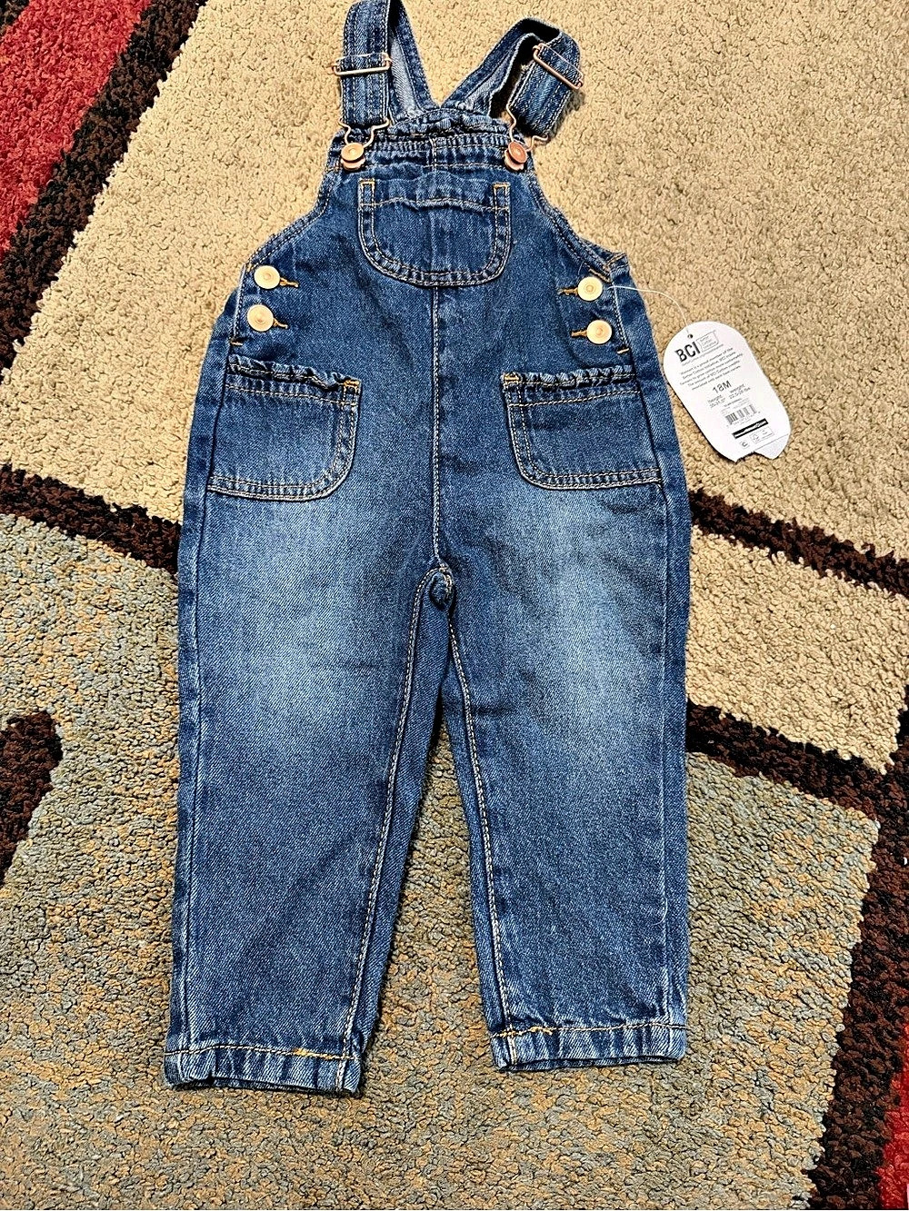 Cat & Jack Kids Denim Overalls Blue 18M